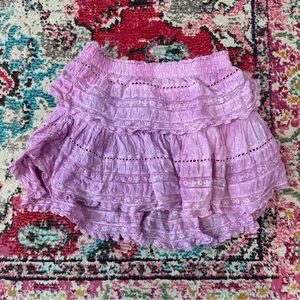 LoveShackFancy Mini Skirt Purple Pink Sz Large GUC